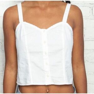 Brandy Melville White Button-Up Crop Top